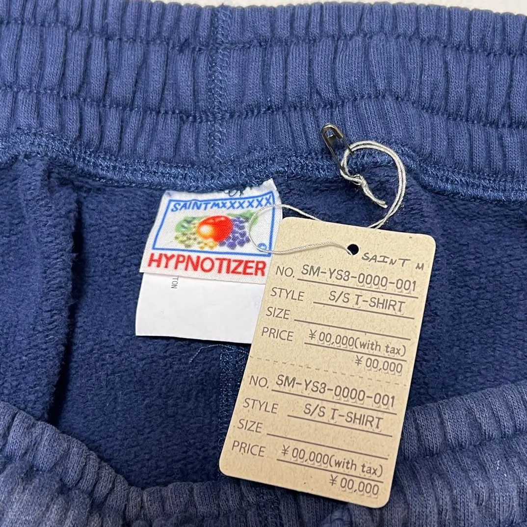 SAINT M×××××× ANGEL SWEATER PANTS/NAVY Angel Reborn Blue Sweatpants Washed Blue S-XL Assute Garment Dyeing Full Clothes Water Fading Dirty and Distressed New Vintage Ceiling God Cut Original Same Style